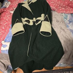 Elegant Green and Cream Women's Coat